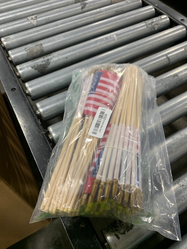 Photo 1 of 100 Pack Small American Flags on Stick, 4x6 Inch Small US Flags/American Flags for Outside, Mini Hand Held Stick Flags with Kid-Safe Spear Top, Memorial Day, Independence Day Decor,Patriotic Decorations