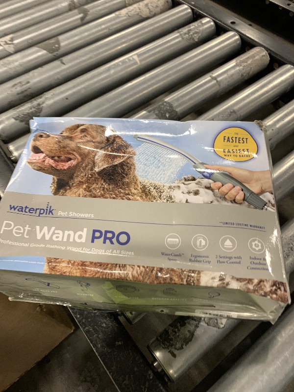 Photo 1 of Waterpik Pet Wand Pro Dog Shower Attachment for Fast and Easy Dog Bathing and Cleaning, Indoor and Outdoor Sprayer Includes 8-Foot Flex Hose, Blue/Grey, PPR-252E