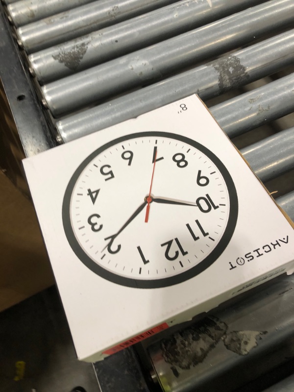 Photo 1 of AKCISOT Wall Clock, Modern Small Wall Clocks Battery Operated 8 Inch, Silent Non-Ticking Analog Classic for Office, Home, Bathroom, Kitchen, Bedroom, School(Black)