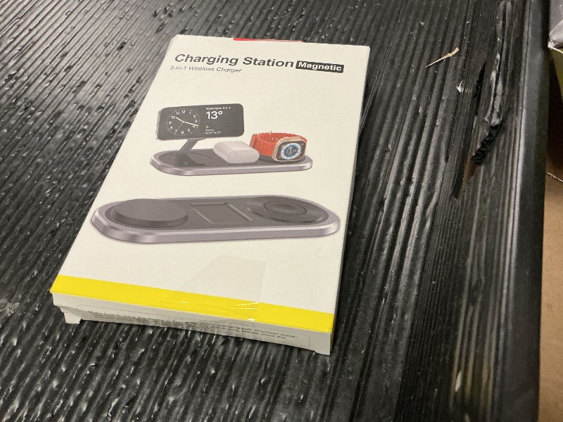 Photo 1 of 3 in 1 Fast Wireless Charger Stand for iPhone, Foldable Travel Charging Station for Magsafe for iPhone 17/Air/16/15/14/13/12 Series, Apple Watch Series, AirPods pro/2/3/4, Gifts for Women Men (Silver)