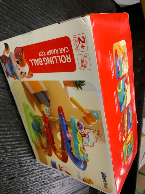 Photo 1 of 2-in-1 Rolling Ball & Car Ramp Race Track for Toddlers, Hammer Ball Drop Toy for Boys & Girls, Interactive Toys w/Sensor Lights - Montessori STEM Learning Toys - Brithday Gift for Kids 1-5+ Year Old