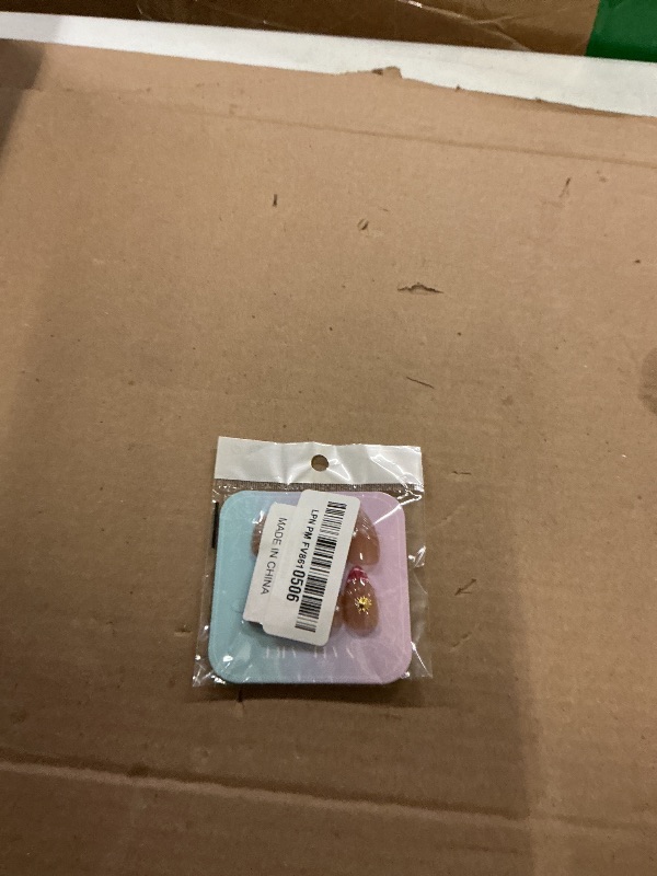 Photo 1 of 10pcs Handmade Press on Nails Medium Almond Fake Nails with 3D Flower Gold Beads Star Designs French Tip False Nail Summer Fall Acrylic Nails Full Cover Glue on Nail for Women Nail Decoration