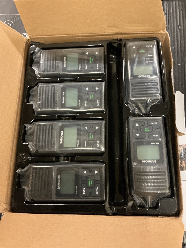 Photo 1 of SAMCOM FPCN30A Radios Walkie Talkies Long Range Business Commercial Professional UHF 2 Way Radios Two-Way Radio(6 Pack) with 6 Way Multi Gang Charger & Earpieces