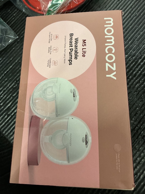 Photo 1 of Momcozy M5 Lite Hands-Free Wearable Breast Pump, DoubleFit Flange for Baby-Like Comfort, 3 Modes & 9 Suction Levels, No Flange Insert or Hard Carry Case, 24mm, 2-Pack, Cozy Red