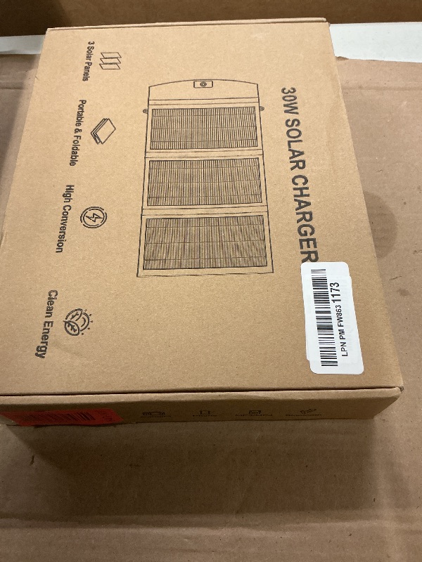 Photo 1 of 30W Portable Solar Panel Charger with USB and Type-C Outputs(5V/3A Max) for Phones, Power Banks, Tablets, Fast Charges 2 Devices at Once, IP67 Waterproof for Camping, Hiking, and Outdoor Activities