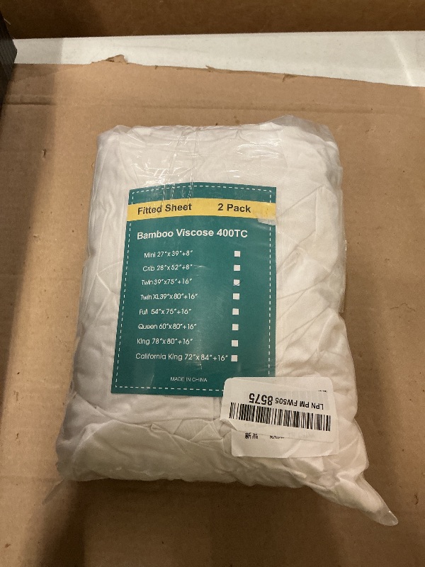 Photo 1 of 2 Pack Bamboo Viscose Cooling Fitted Sheet Twin Size Only, 400 Thread Count, 16" Deep Pocket Cooling Bottom Sheets for Hot Sleeper, Silky Soft Breathable (Twin, White