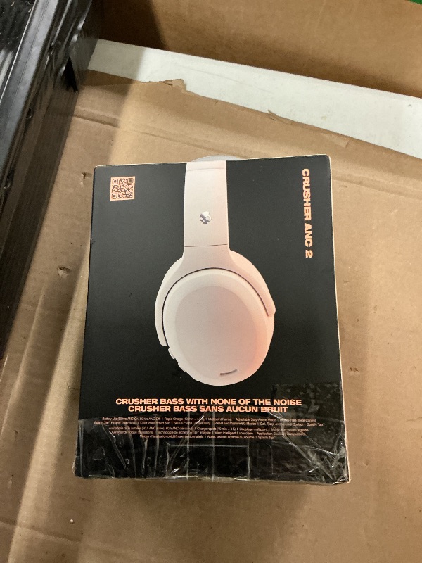 Photo 1 of Skullcandy Crusher ANC 2 Wireless Over-Ear Bluetooth Headphones with Multi-Sensory Bass, Active Noise Cancelling, Up to 60 Hours Battery, Microphone for iPhone Android - Bone