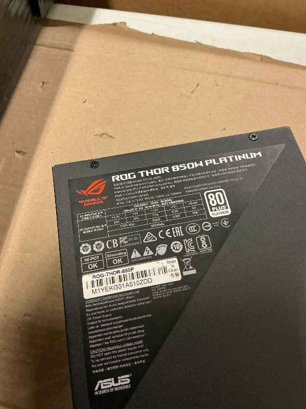 Photo 1 of ASUS ROG Thor 1000W Platinum II Fully Modular Power Supply with 1000W, 80+ Platinum, ROG Heatsinks, 135mm Fan, 0dB Mode, OLED Display, Aura Sync