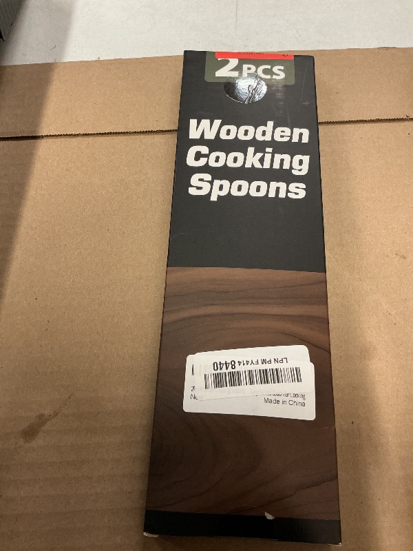 Photo 1 of 2PCS Wooden Spoons for Cooking, Natural Acacia Wood Cooking Spoons, Large Serving Spoons for Nonstick Cookware, Heat Resistant Durable Wooden Kitchen Utensils for Mixing Salad, Serving and Stirring