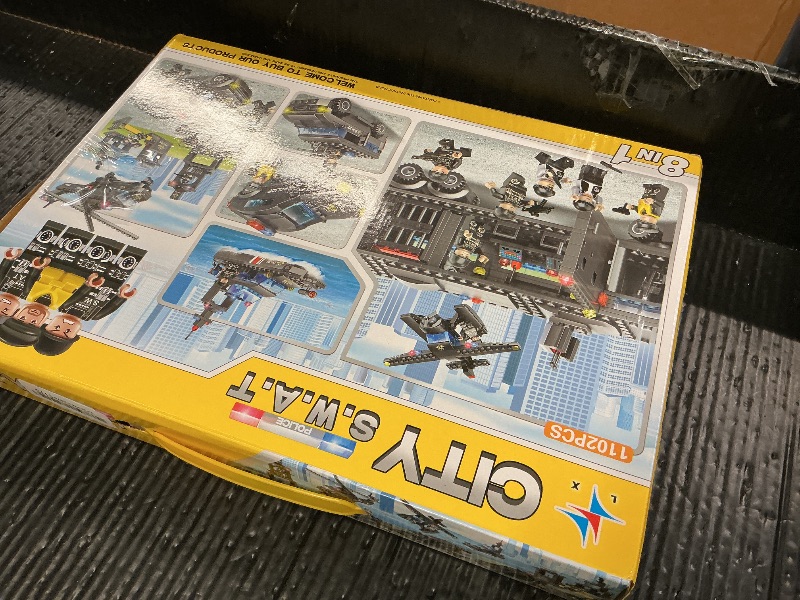 Photo 1 of 1102 Pieces City Police Station Building Kit, SWAT Mobile Command Center Truck Building Toy with Police Car, Helicopter, Patrol Boat, Best Learning and Roleplay Swat Toy Gift for Boys and Girls