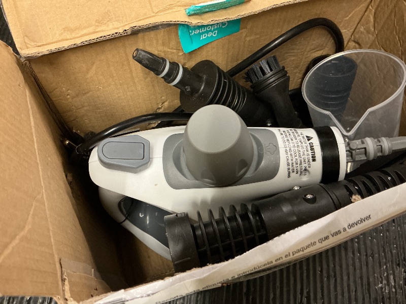 Photo 1 of Pressurized Handheld Multi-Surface Natural Steam Cleaner with 12 pcs Accessories, Multi-Purpose Steamer for Home Use, Steamer for Cleaning Floor, Upholstery, Grout and Car (Grey) (Grey)