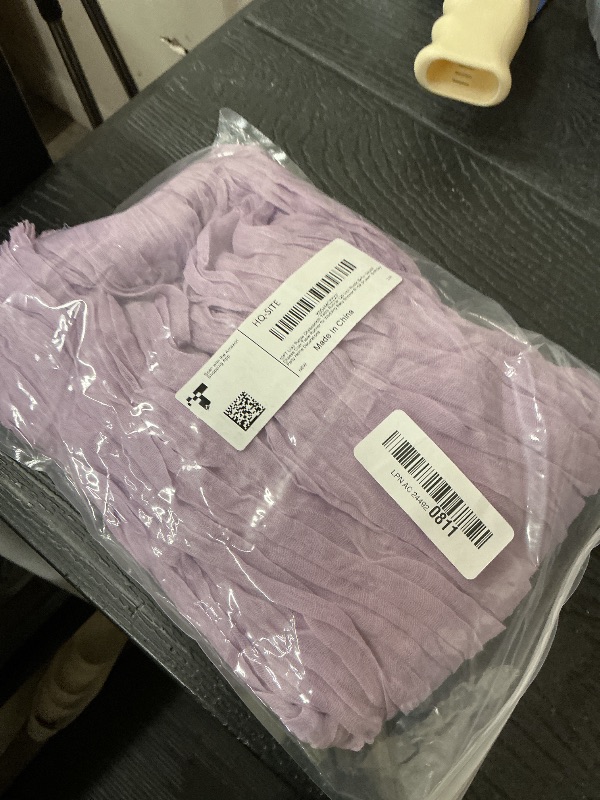 Photo 1 of 10FT Lilac Purple Cheesecloth Table Runner 120 Inch Rustic Boho Gauze Cheese Cloth Table Runner for Wedding Baby Shower Bridal Shower Birthday Party Home Decorations