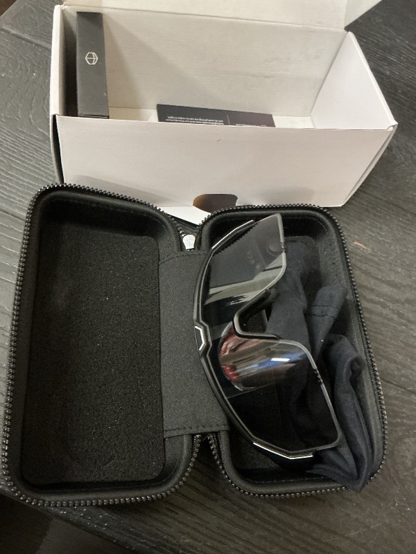 Photo 1 of CHAMELO Music Shield Smart Audio Sunglasses Matte Black Frame, Smoke Lenses | Open-Ear Bluetooth Glasses for Men & Women with Electronic Tint Control, Sweat Proof, 100% UV Protection