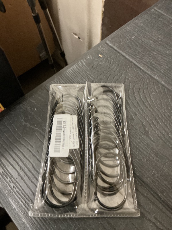 Photo 1 of 24 Pcs Shower Curtain Rings, Goowin Shower Curtain Hooks, Oval Snap Shower Rings for Curtain, Metal Black Shower Curtain Rings Rust Proof, Glide Smoothly Shower Hooks for Shower Curtain Rod (Black)