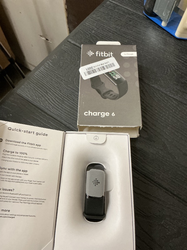 Photo 1 of Fitbit Charge 6 Fitness Tracker with Google apps, Heart Rate on Exercise Equipment, 6-Months Premium Membership Included, GPS, Health Tools and More, Obsidian/Black, One Size (S & L Bands Included)