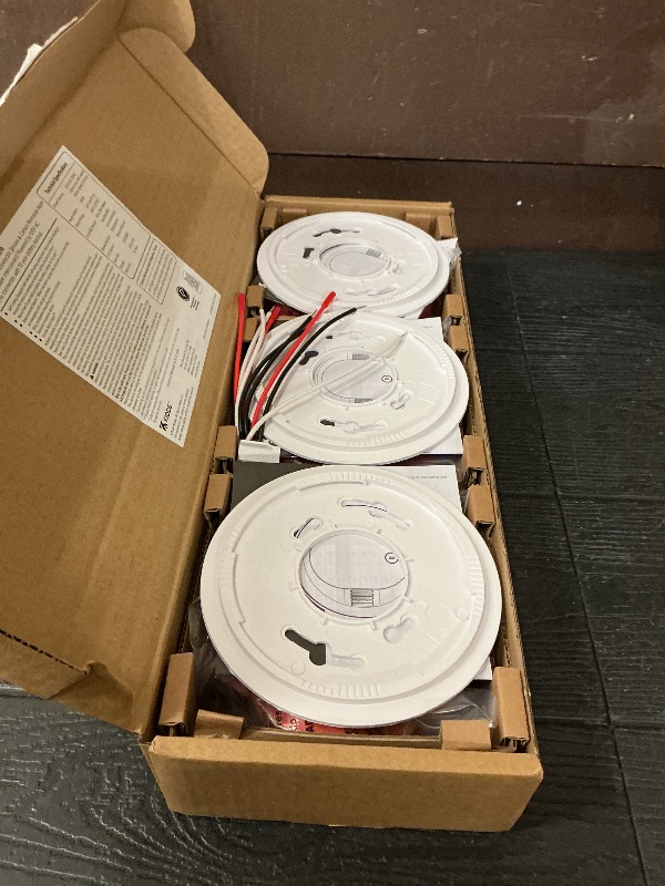 Photo 1 of Kidde  And Carbon Monoxide Detector, Hardwired with 10-Year Battery Backup, LED Status Lights, Interconnected, 85 dB Alarm, 5 inches, 30CUA10, 3 Pack