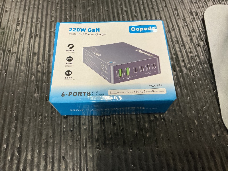 Photo 1 of 220W USB C Charger Block, 6-Port GaN USB C Charging Station PD 100W PC Laptop Fast Charger Adapter Compatible with iPhone 17, Galaxy 25, MacBook,ipad and More Devices(Gray)