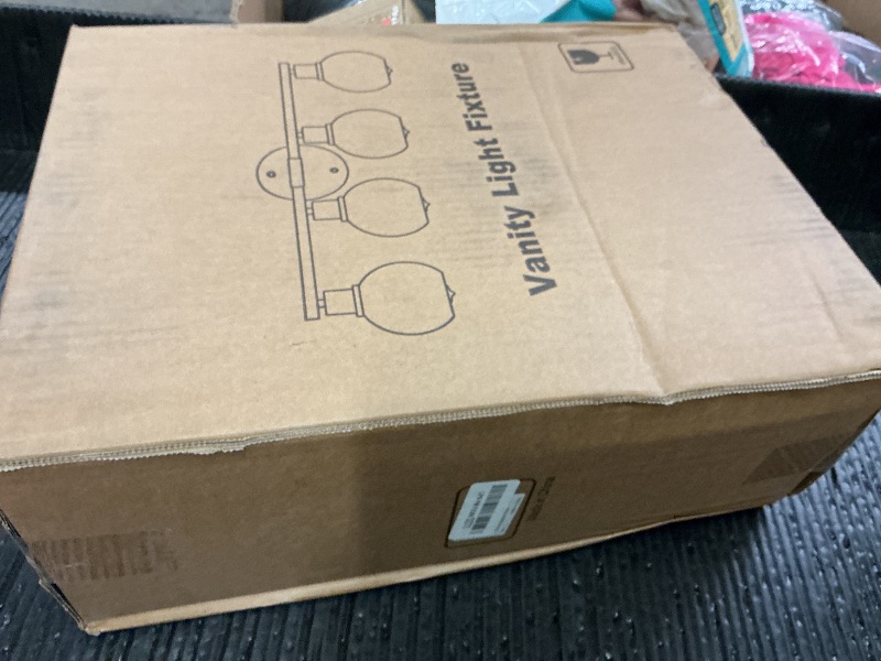 Photo 1 of Indoi 4-Light Bathroom Light Fixtures, Black Bathroom Lights Over Mirror with Clear Glass Globe Shade, Vanity Lights for Bathroom Kitchen Living Room Hallway Cabinet Bedroom Porch