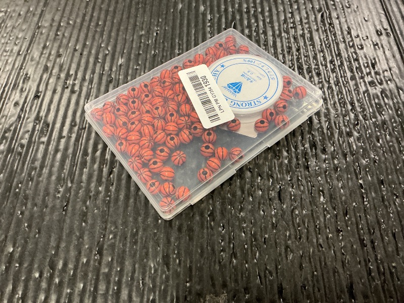 Photo 1 of 100pcs Basketball Beads with 5.5 Yard Elastic Rope,Acrylic Sports Beads DIY Spacer Bead for Necklace Bracelet Keychains Handmade Jewelry Making Accessories Craft Supplies,12mm(Basketball)