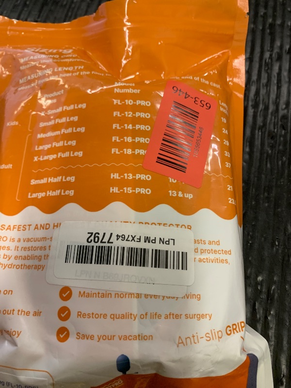 Photo 1 of DRYPRO Vacuum Sealed Waterproof Leg Cast Cover - Sized for Both Kids and Adults - Ideal for The Bath Shower or Swimming - X-Small Full Leg – (FL-10-PRO)