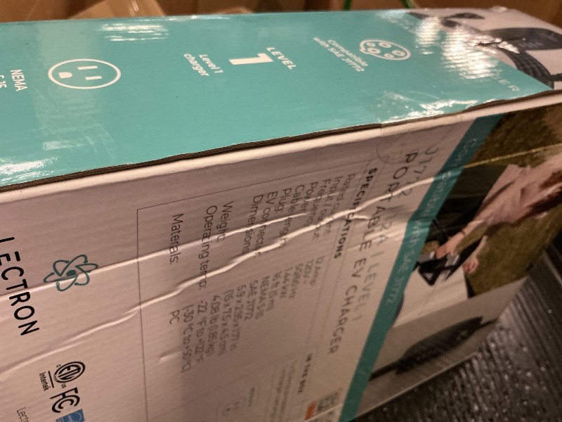 Photo 1 of Lectron Portable Level 1 J1772 EV Charger with Wi-Fi/App Control - 12 Amp, 120V Portable Charger with NEMA 5-15 Plug, 16ft Charging Cable - for J1772 Electric Vehicles ONLY