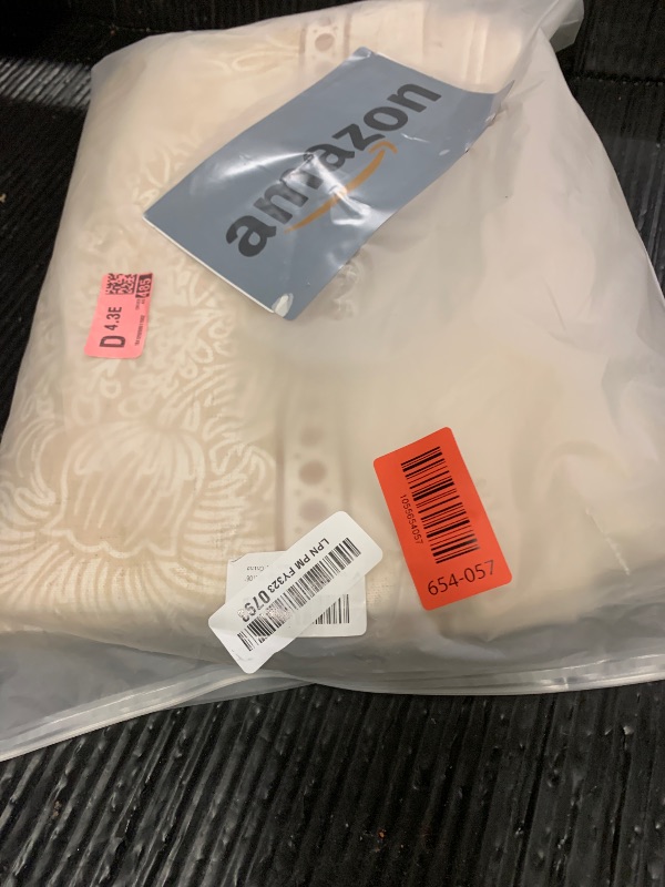 Photo 1 of Dorachic French Linen Tablecloth Rectangular, Vintage Floral Beige Table Cloth, Waterproof Table Cover for Picnic Dining Party Wedding Christmas, Ivory Beige, 63x106''