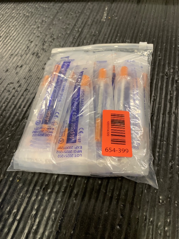 Photo 1 of 0.5ml Syringe with Needle,31G 0.5cc 5/16 Inch 8mm Needle and Syringe,Individually Wrapped,Pack of 30