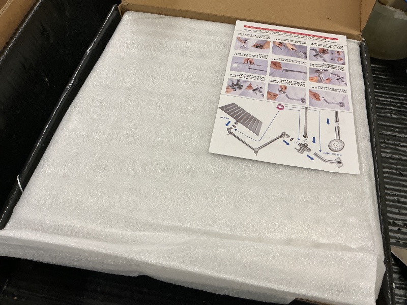 Photo 1 of 12'' Rain Shower Head Combo, High Pressure Rainfall Shower Head with 16'' Flexible Adjustment of Height/Angle Upgraded Extension Arm and 5 Setting Spray Handheld Shower Head, Anti-leak (Chrome)