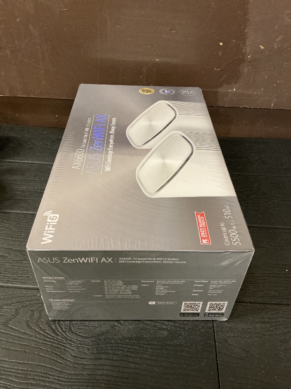 Photo 1 of ASUS ZenWiFi AX6600 Tri-Band Mesh WiFi 6 System (XT8 2PK) - Whole Home Coverage up to 5500 sq.ft & 6+ Rooms, AiMesh, Included Lifetime Internet Security, Easy Setup, 3 SSID, Parental Control, White