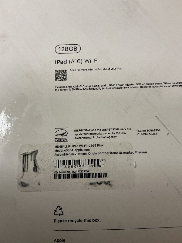 Photo 1 of Apple iPad 11-inch: A16 chip, 11-inch Model, Liquid Retina Display, 128GB, Wi-Fi 6, 12MP Front/12MP Back Camera, Touch ID, All-Day Battery Life — Pink