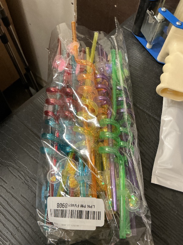 Photo 1 of 24 Glitter Mouse Ear Party Favors-Reusable Drinking Straws-Birthday Oh Twodles Party Supplies- Plastic Straws for Boys Girls Party Decorations,Princess Theme Crazy Silly Straw with 2 Cleaning Brushes