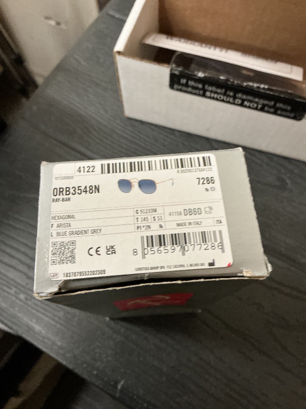 Photo 1 of Ray-Ban RB3548N 91233M 51MM Gold/Crystal Lens Blue Gradient Grey Hexagonal Sunglasses for Men for Women +Bundle with Accessory Eyewear Kit