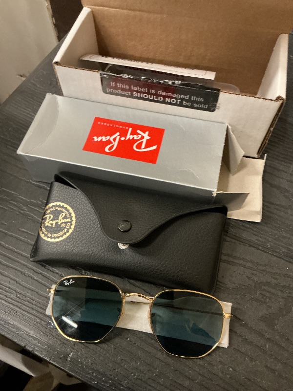 Photo 1 of Ray-Ban RB3548N 91233M 51MM Gold/Crystal Lens Blue Gradient Grey Hexagonal Sunglasses for Men for Women +Bundle with Accessory Eyewear Kit
