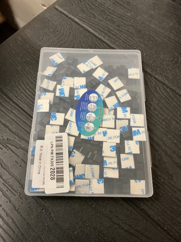 Photo 1 of 100 Pcs Cable Clips, Adhesive Cable Organizer Cord Holder Wire Clip Wire Management Self Adhesive Hooks Wire Holder for Office, Home (Black)