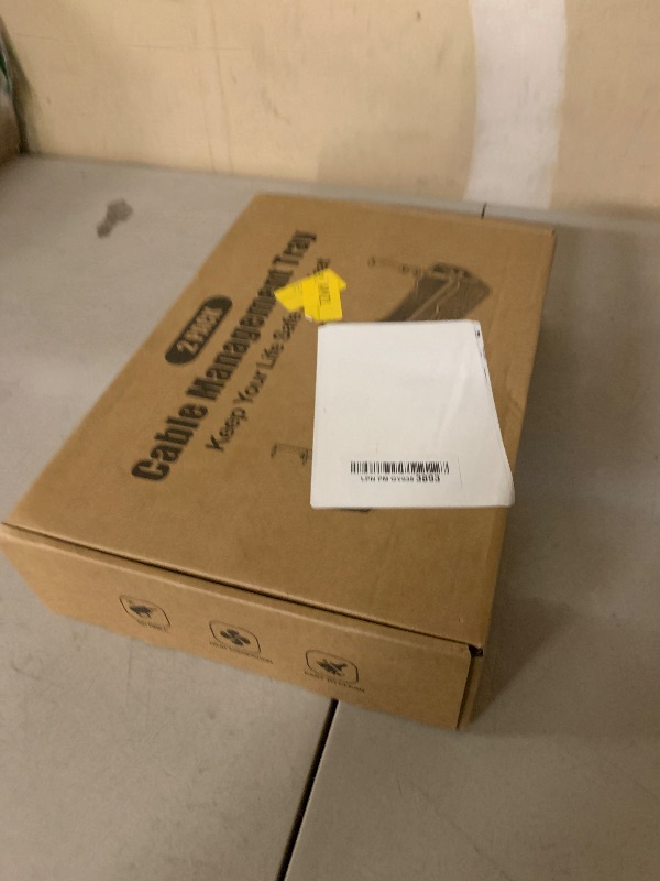 Photo 1 of 2 Pack Under Desk Cable Management Box White, Cinati 26.8" Wire Organizers No Drill, Cord Organization Tray with Clamp for Office, Home - No Damage to Desk