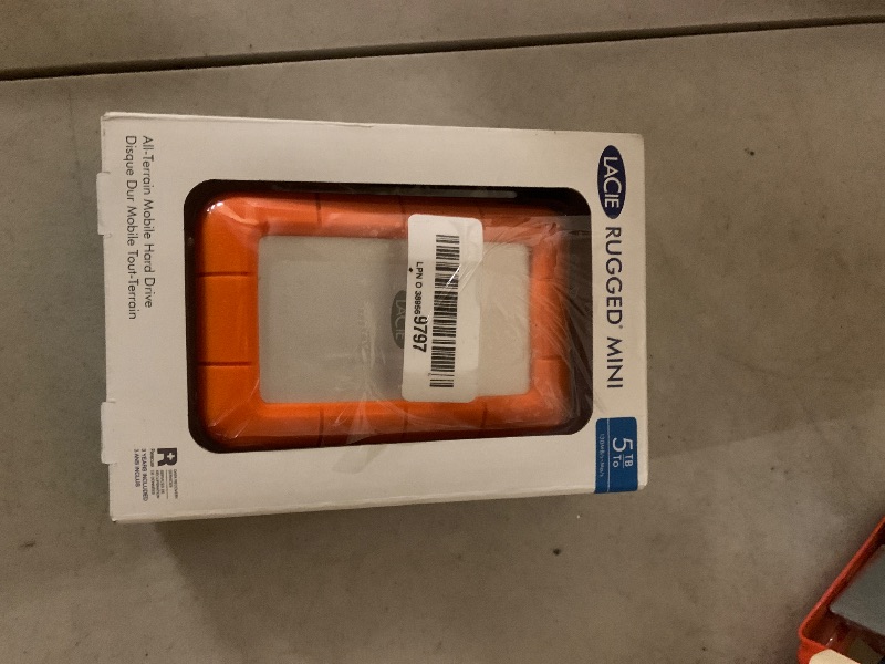 Photo 1 of LaCie Rugged 5TB Portable External HDD - USB 3.0/2.0 Compatible, Shock/Dust/Rain Resistant for Mac & PC, Orange, Grey