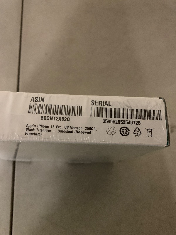 Photo 1 of Apple iPhone 16 Pro, US Version, 256GB, Black Titanium - Unlocked (Renewed Premium)