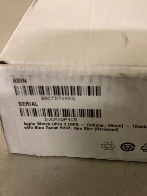 Photo 1 of Apple Watch Ultra 2 [GPS + Cellular, 49mm] - Titanium Case with Blue Ocean Band, One Size (Renewed)