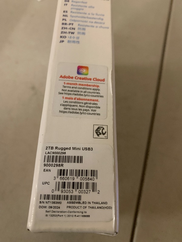 Photo 1 of LaCie Rugged Mini, 2TB, 2.5 inches, Portable External Hard Drive, External Storage, for PC and Mac, Shock, Drop and Pressure Resistant, Hard Drive, 2 Year Rescue Services (LAC9000298)