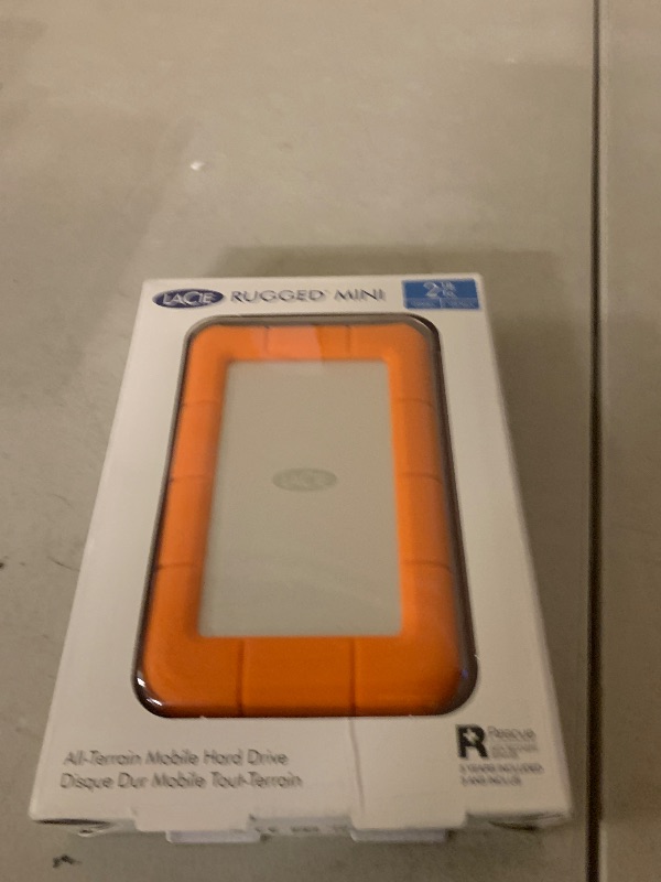 Photo 1 of LaCie Rugged Mini, 2TB, 2.5 inches, Portable External Hard Drive, External Storage, for PC and Mac, Shock, Drop and Pressure Resistant, Hard Drive, 2 Year Rescue Services (LAC9000298)