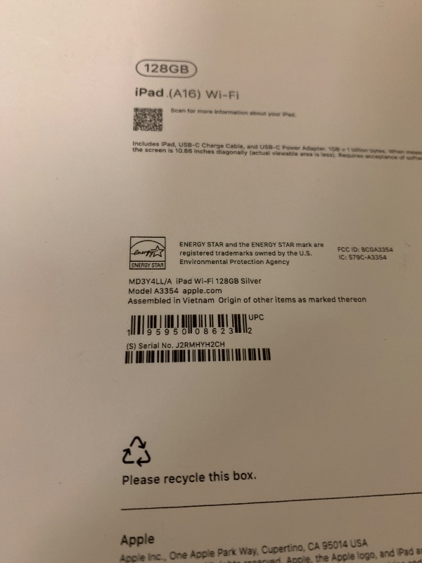 Photo 1 of Apple iPad 11-inch: A16 chip, 11-inch Model, Liquid Retina Display, 128GB, Wi-Fi 6, 12MP Front/12MP Back Camera, Touch ID, All-Day Battery Life — Silver