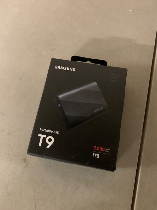 Photo 1 of Samsung T9 Portable SSD 1TB, USB 3.2 Gen 2x2 External Solid State Drive, Seq. Read Speeds Up to 2,000MB/s for Gaming, Students and Professionals, MU-PG1T0B/AM, Black