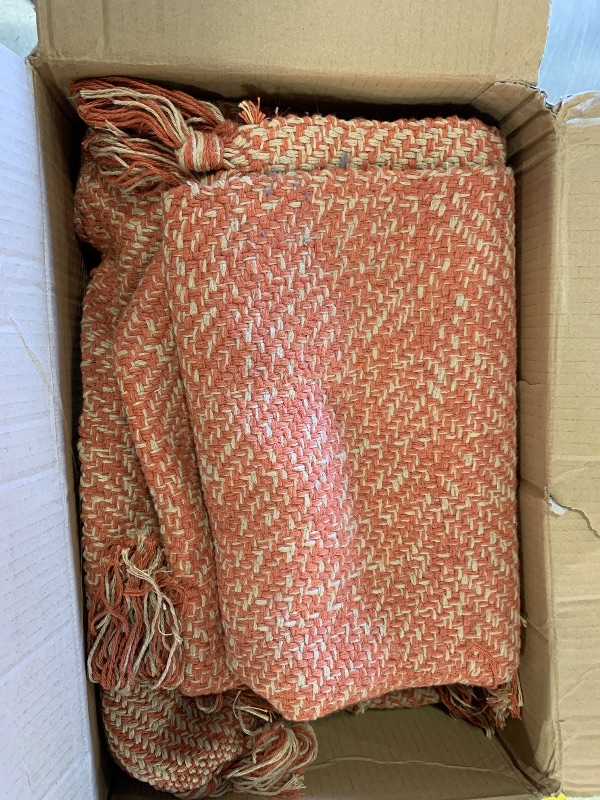 Photo 1 of Chevron Patterned Rug Color Beige and Dusty red