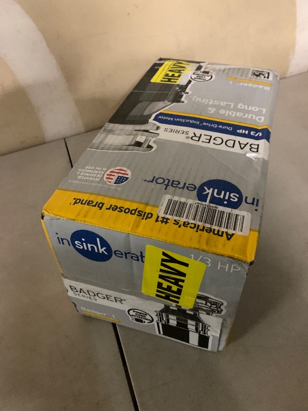 Photo 1 of InSinkErator Garbage Disposal with Power Cord, Badger 1, Standard Series, 1/3 HP Continuous Feed, Black