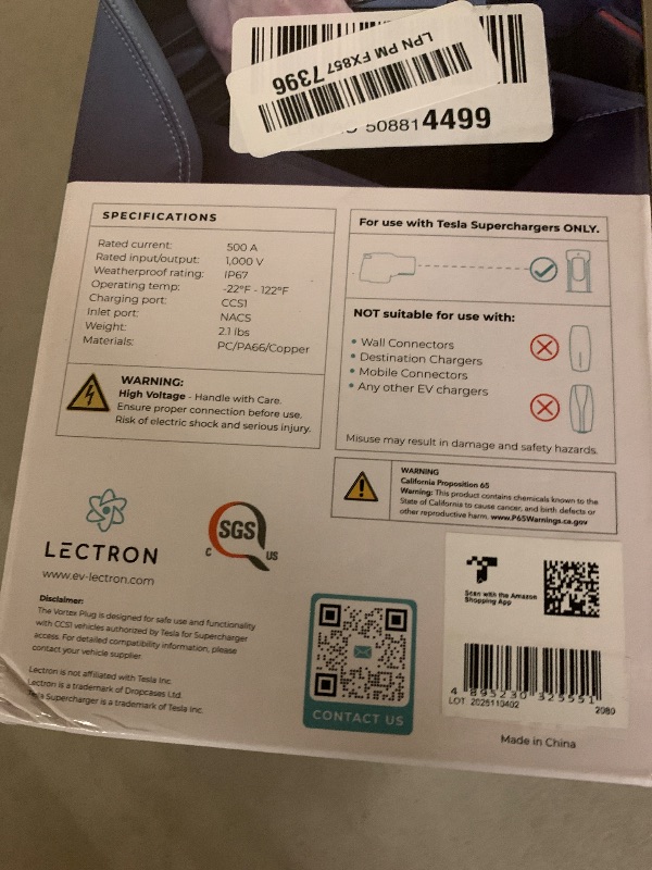 Photo 1 of Lectron NACS to CCS Electric Vehicle Adapter with Interlock - (500A/1,000V) - Compatible with Tesla Superchargers - CCS1 EV Fast Charging with Vortex Plus [Check Automaker for Compatibility] - UL 2252