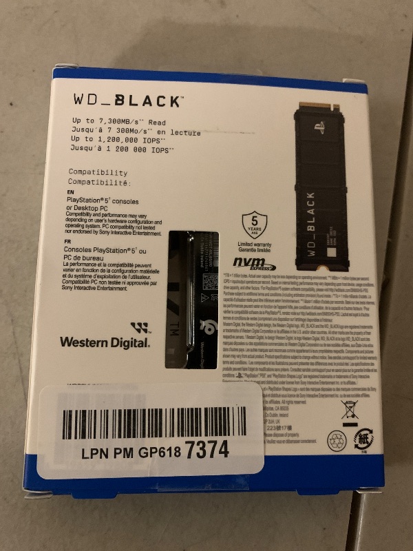 Photo 1 of WD_BLACK 2TB SN850P NVMe M.2 SSD Officially Licensed Storage Expansion for PS5 Consoles, up to 7,300MB/s, with heatsink - WDBBYV0020BNC-WRSN
