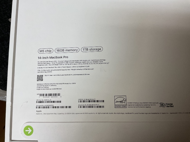 Photo 5 of Apple 2025 MacBook Pro Laptop with Apple M5 chip with 10?core CPU and 10?core GPU: Built for AI, 14.2-inch Liquid Retina XDR Display, 24GB Unified Memory, 1TB SSD Storage; Space Black