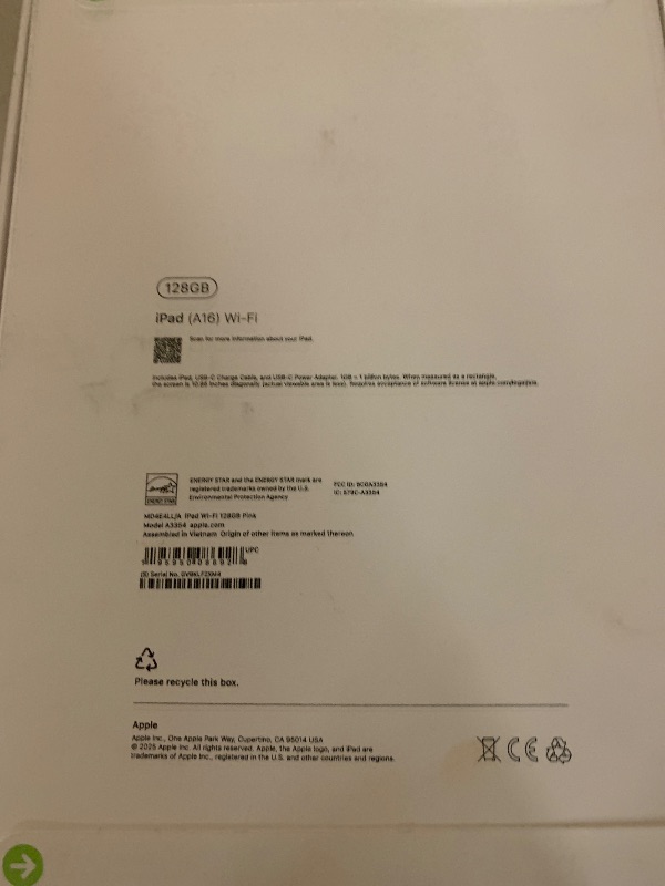 Photo 1 of Apple iPad 11-inch: A16 chip, 11-inch Model, Liquid Retina Display, 128GB, Wi-Fi 6, 12MP Front/12MP Back Camera, Touch ID, All-Day Battery Life — Pink