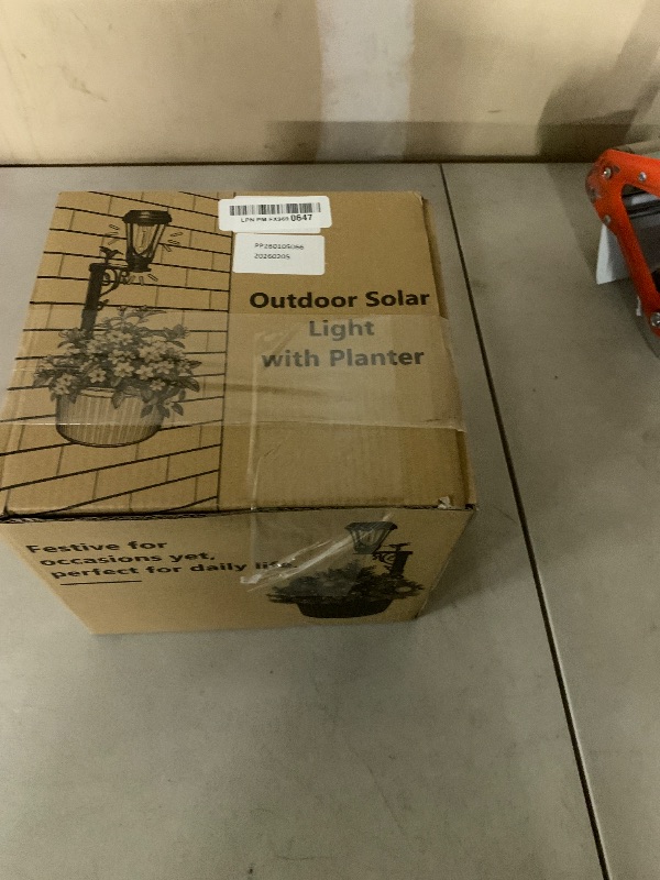 Photo 1 of 2Pcs 7.9 Inch Solar Lights Planter Dual-Sided 3000K Warm White Lighting, 2 in1 (Wall/Stand) Flower Pots, Auto on/Off IP65 Solar Post Light with Planter Waterproof for Yard, Patio, Porch, Pathway Decor