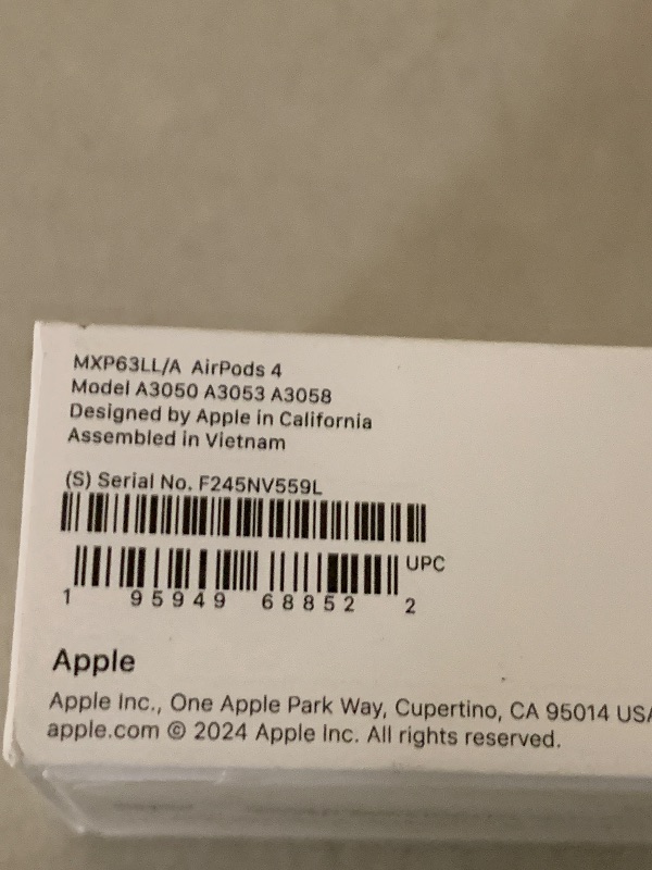 Photo 1 of Apple AirPods 4 Wireless Earbuds, Bluetooth Headphones, Personalized Spatial Audio, Sweat and Water Resistant, USB-C Charging Case, H2 Chip, Up to 30 Hours of Battery Life, Effortless Setup for iPhone *SEALED* 